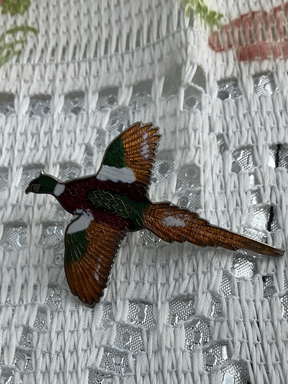 Vintage Pheasant Bird Silver-Tone Lapel Pin